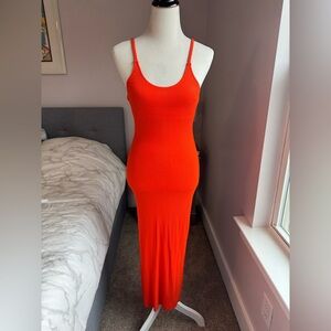 The Range Orange Ribbed MIDI Dress Size S